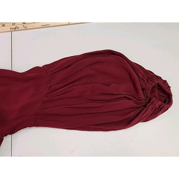 Free People Womens L Burgundy Cold Shoulder Draped Long Sleeve Tunic Mini Dress - Picture 9 of 9